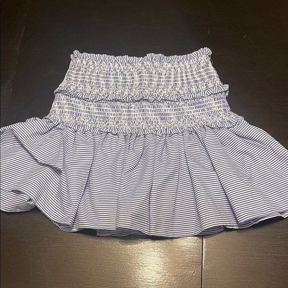 Elegant Blue Striped Mini Skirt